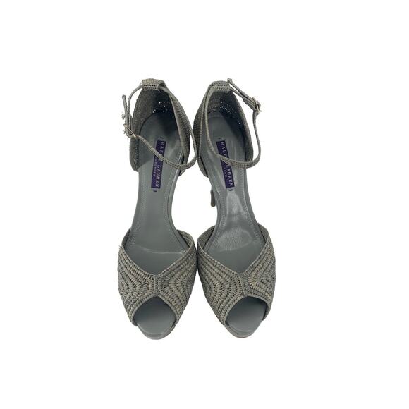 Ralph Lauren Collection Raffia Ankle Strap Platform Stiletto Heels Peep Toe 10.5 - Picture 4 of 12